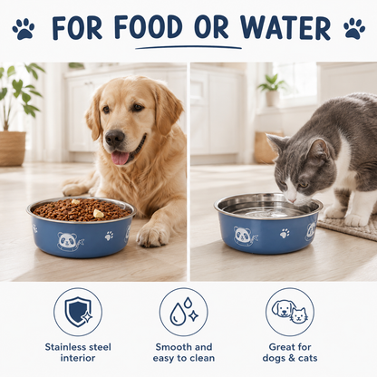 MessMate Stainless Steel Pet Bowl for Dogs & Cats – Non-Slip Food & Water Bowl, Dishwasher Safe