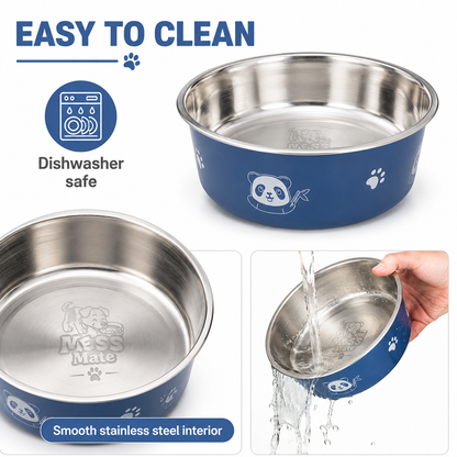MessMate Stainless Steel Pet Bowl for Dogs & Cats – Non-Slip Food & Water Bowl, Dishwasher Safe
