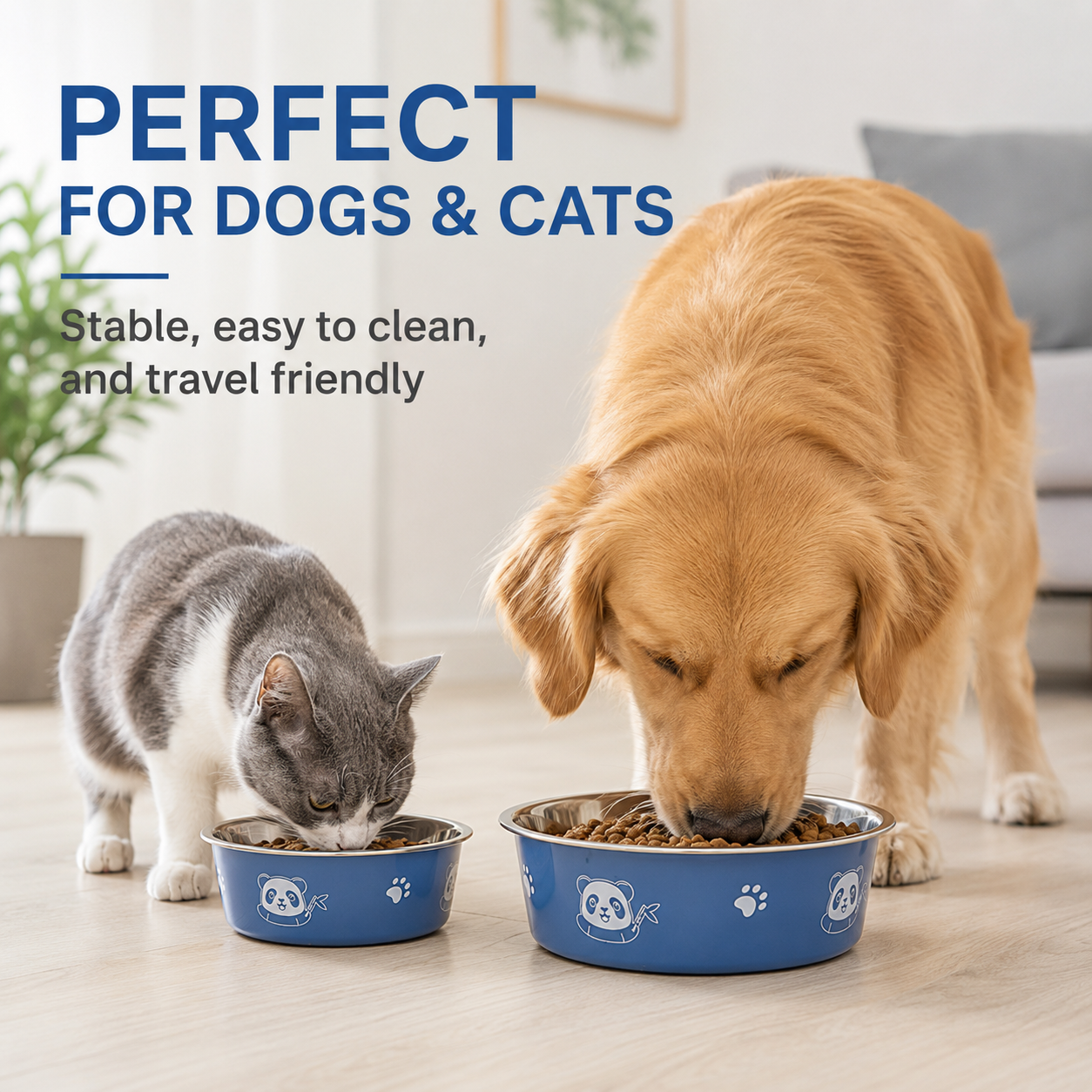 MessMate Stainless Steel Pet Bowl for Dogs & Cats – Non-Slip Food & Water Bowl, Dishwasher Safe