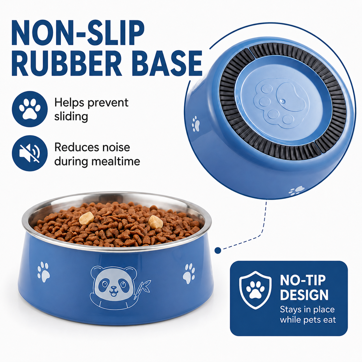 MessMate Stainless Steel Pet Bowl for Dogs & Cats – Non-Slip Food & Water Bowl, Dishwasher Safe