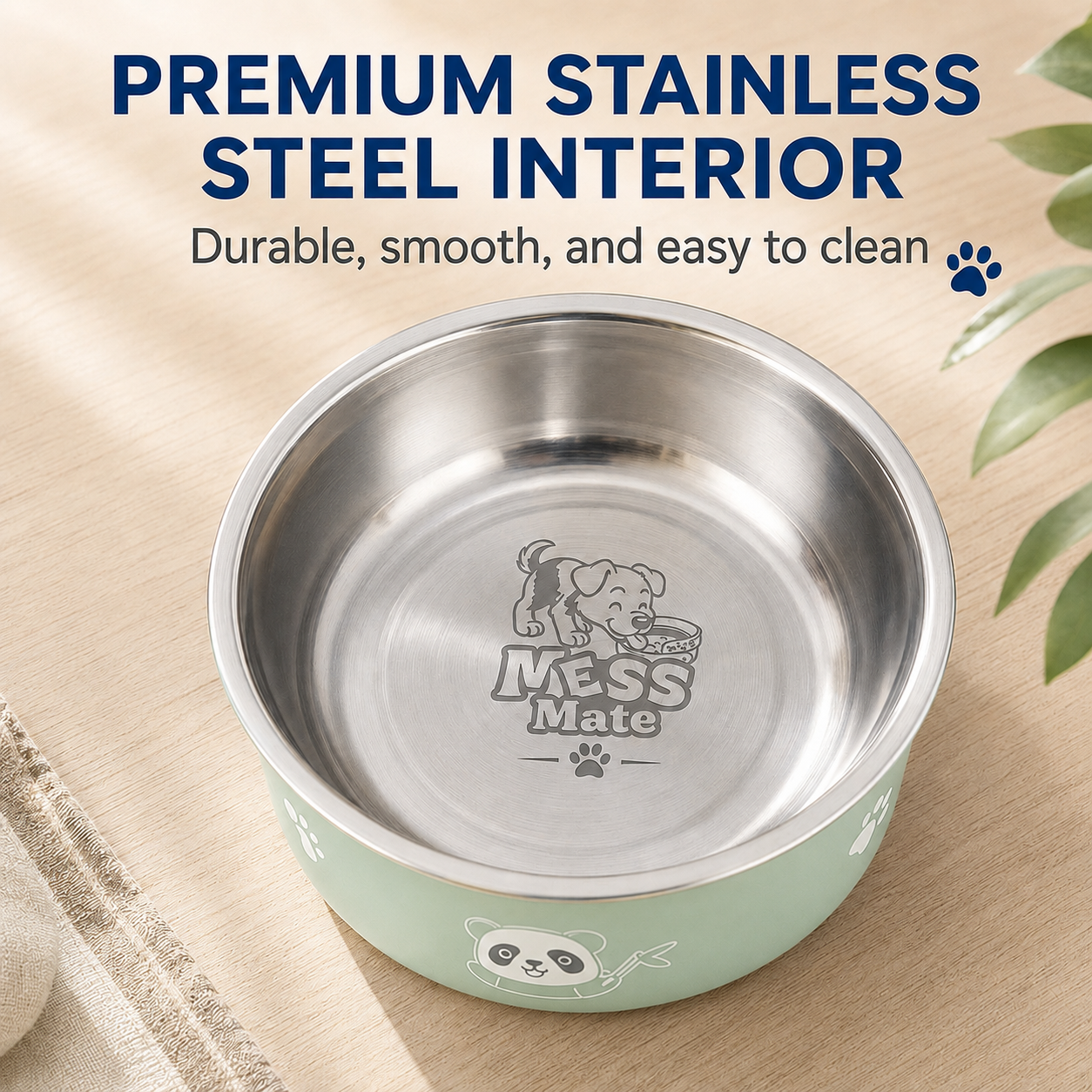 MessMate Stainless Steel Pet Bowl for Dogs & Cats – Non-Slip Food & Water Bowl, Dishwasher Safe