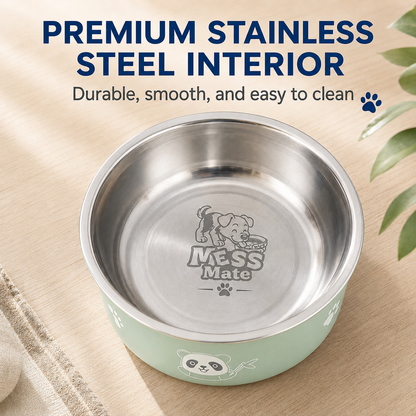 MessMate Stainless Steel Pet Bowl for Dogs & Cats – Non-Slip Food & Water Bowl, Dishwasher Safe