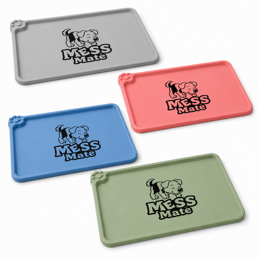 MessMate Silicone Pet Feeding Mat for Dogs & Cats – Waterproof Non-Slip Bowl Mat with Raised Edge