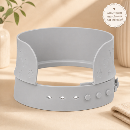 MessMate light gray adjustable silicone splash guard attachment for compatible dog and cat bowls
