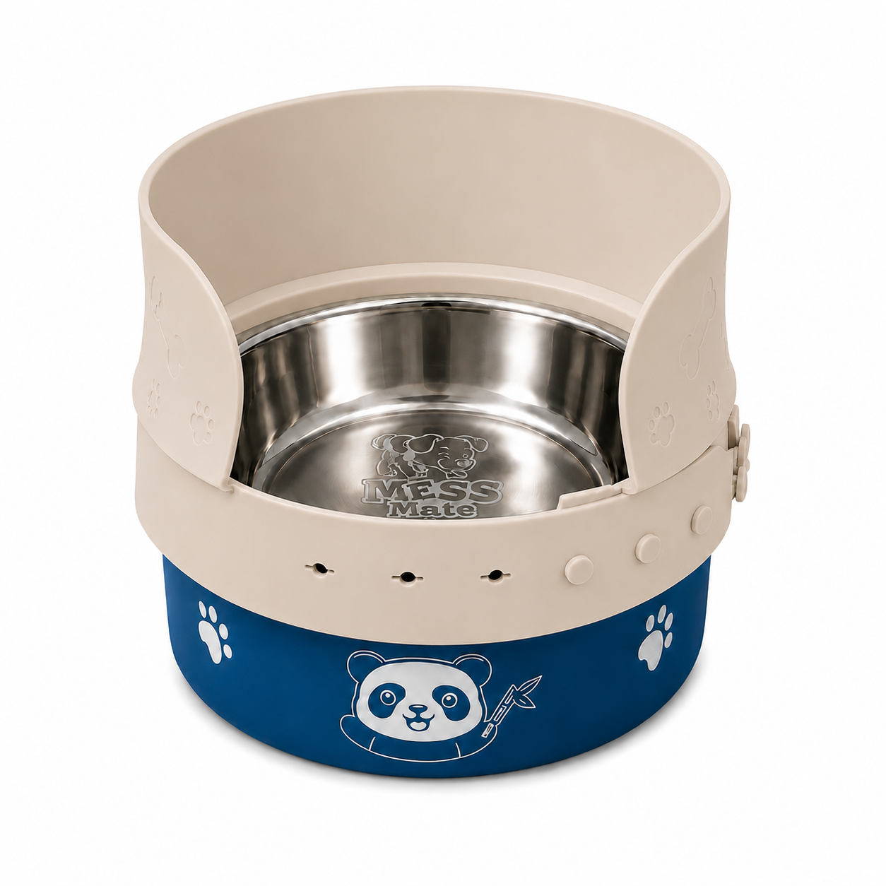 MessMate Stainless Steel Dog Bowl Set with Silicone Splash Guard