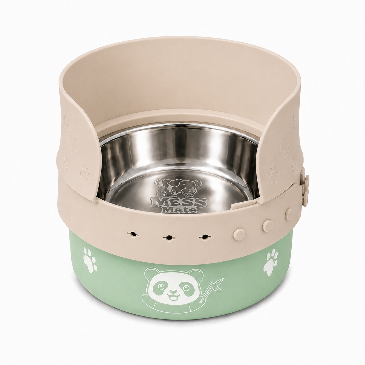 MessMate Stainless Steel Dog Bowl Set with Silicone Splash Guard