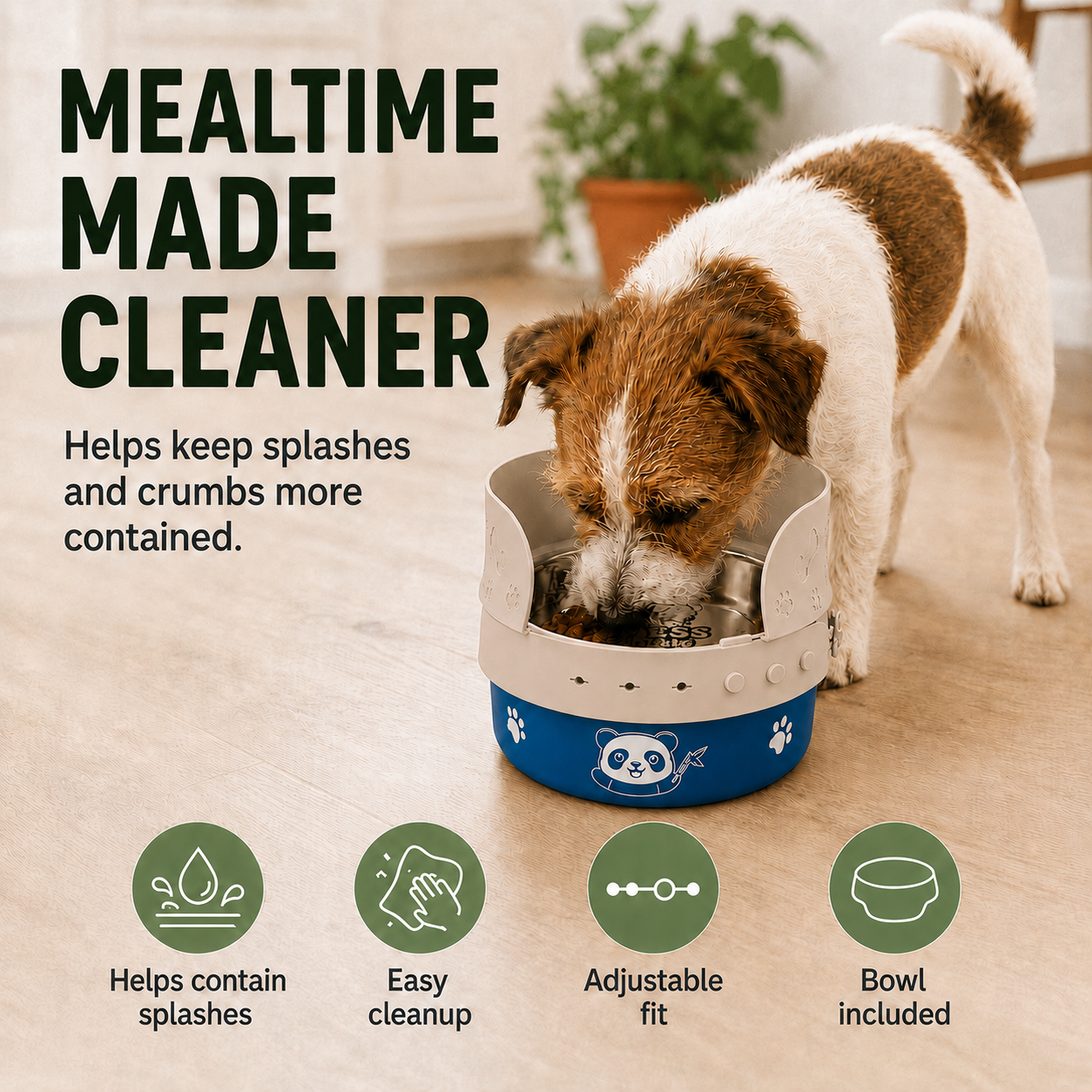 MessMate Stainless Steel Dog Bowl Set with Silicone Splash Guard