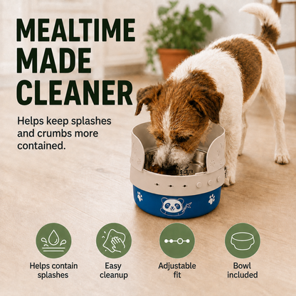 MessMate Stainless Steel Dog Bowl Set with Silicone Splash Guard
