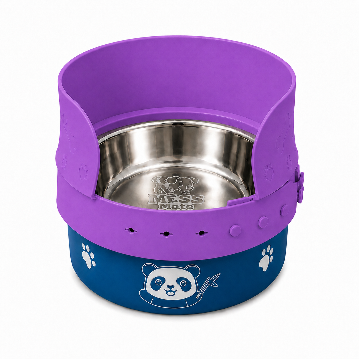 MessMate Stainless Steel Dog Bowl Set with Silicone Splash Guard