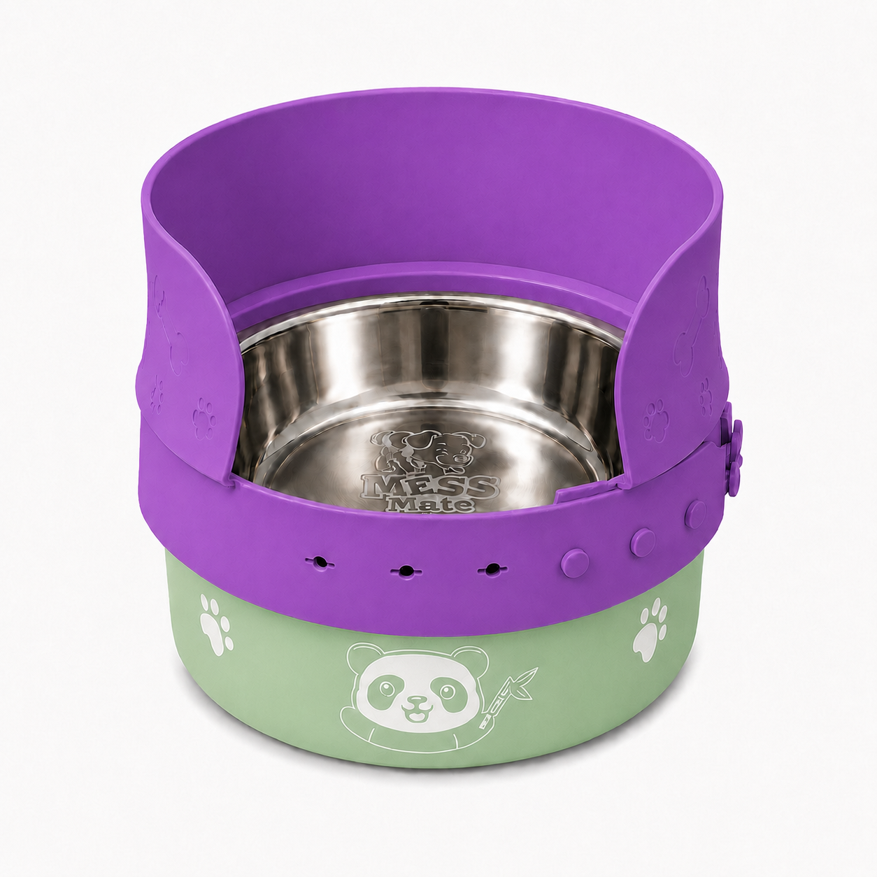MessMate Stainless Steel Dog Bowl Set with Silicone Splash Guard