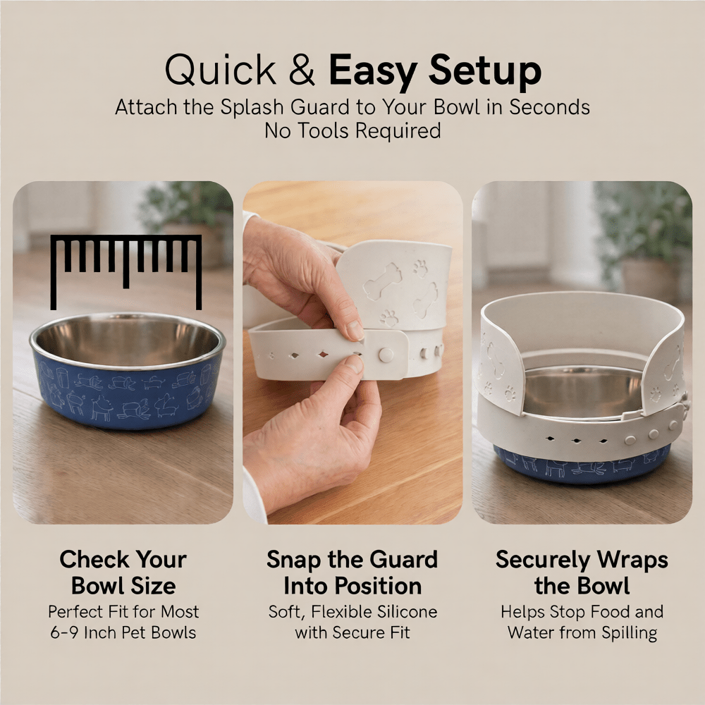 MessMate™ Anti - Spill Pet Bowl Attachment for Dogs & Cats (Fits 6–9 Inch Bowls) Bowl Not Included - MessMate