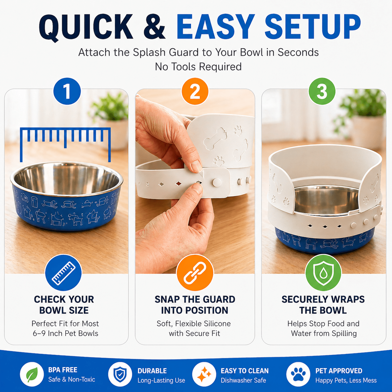 MessMate™ Anti - Spill Pet Bowl Attachment for Dogs & Cats (Fits 6–9 Inch Bowls) Bowl Not Included - MessMate