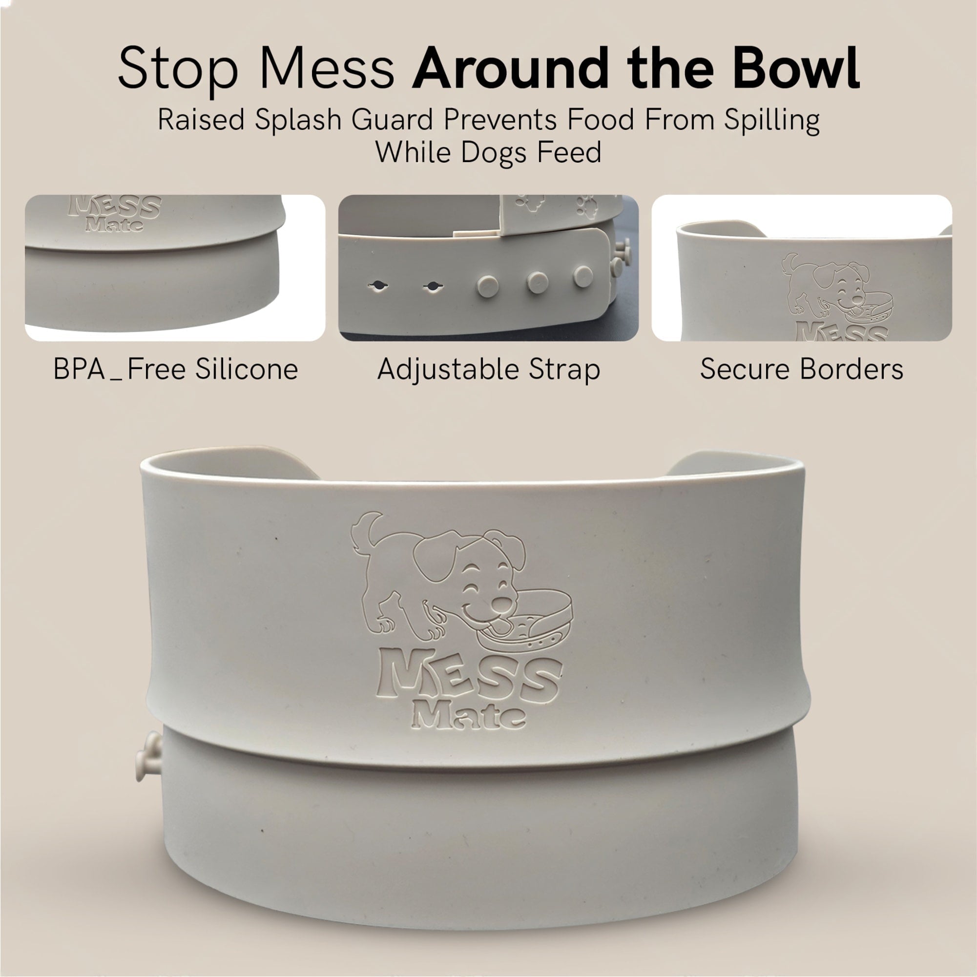 MessMate™ Anti - Spill Pet Bowl Attachment for Dogs & Cats (Fits 6–9 Inch Bowls) Bowl Not Included - MessMate