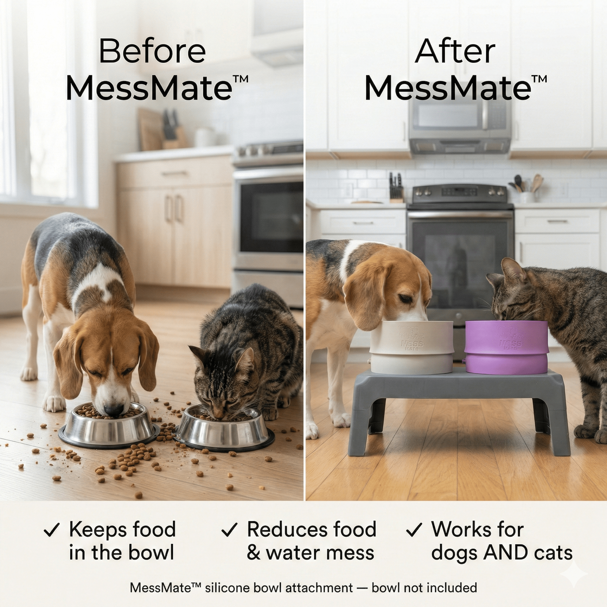 MessMate™ – Mess - Free Silicone Bowl Attachment (Bowl Not Included) - MessMate