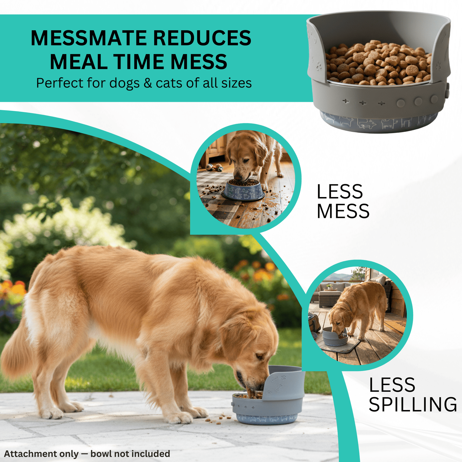 MessMate™ – Mess - Free Silicone Bowl Attachment (Bowl Not Included) - MessMate